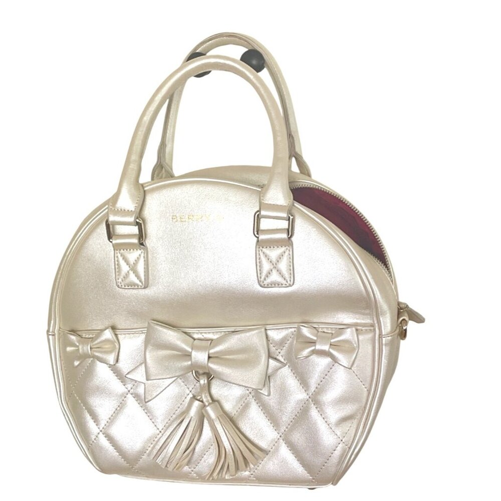 Berry Q Victoria Round Bag – Champagne Gold Metallic Coquette Lolita Style Bows - Picture 4 of 10